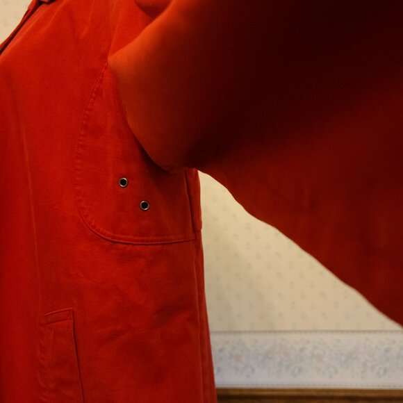 BURBERRY OF LONDON VTG FADED RED TRENCHCOAT WITH PLAID AND DETACHABLE HOOD - Picture 10 of 16